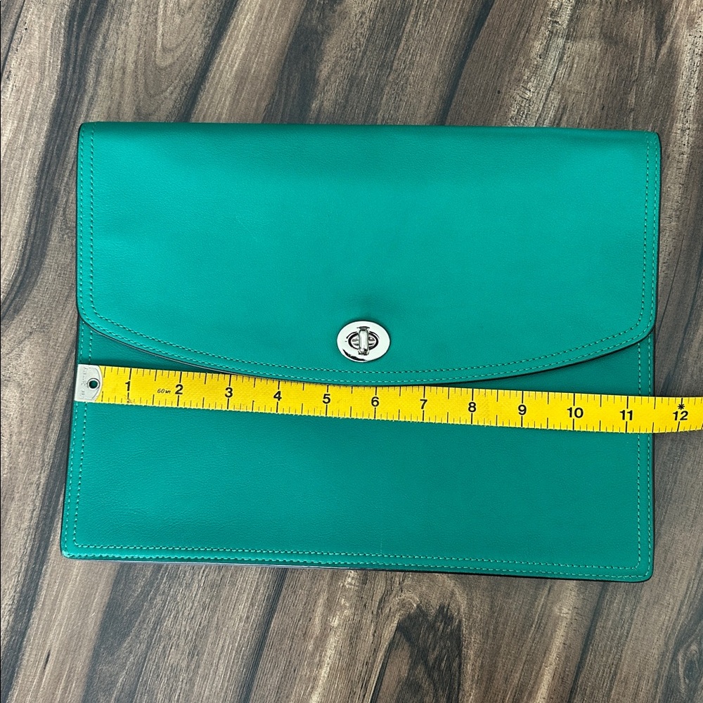 Coach Teal Leather Clutch Brief Case - Picture 4 of 5